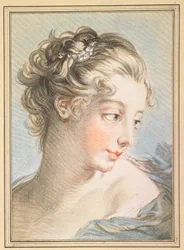 Jonge vrouw, gegraveerd door Louis Marin Bonnet, 1767